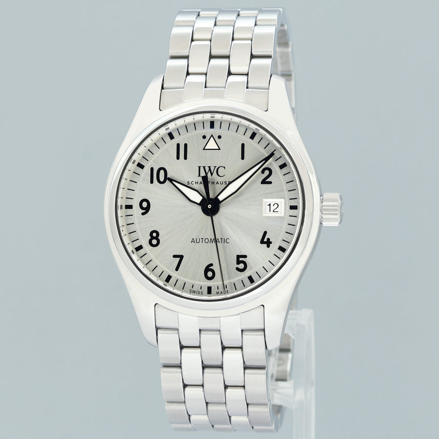 2017 PAPERS MINT IWC 36mm Pilot IW324006 Silver Dial Steel Watch Box