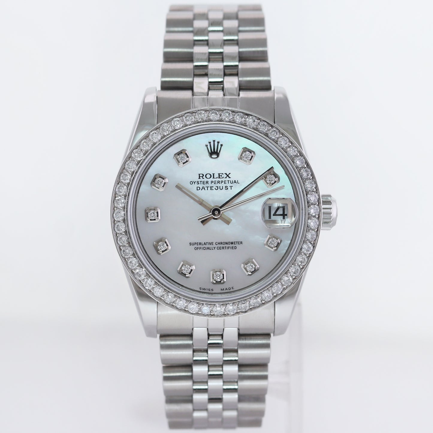 2001 DIAMOND MOP Ladies Rolex Midsize 31mm Datejust Jubilee Steel 78240 Watch Box