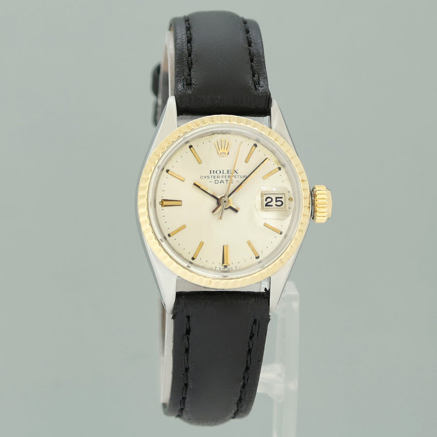 Ladies Rolex 6517 DateJust 26mm Steel Yellow Gold Fluted Watch Box