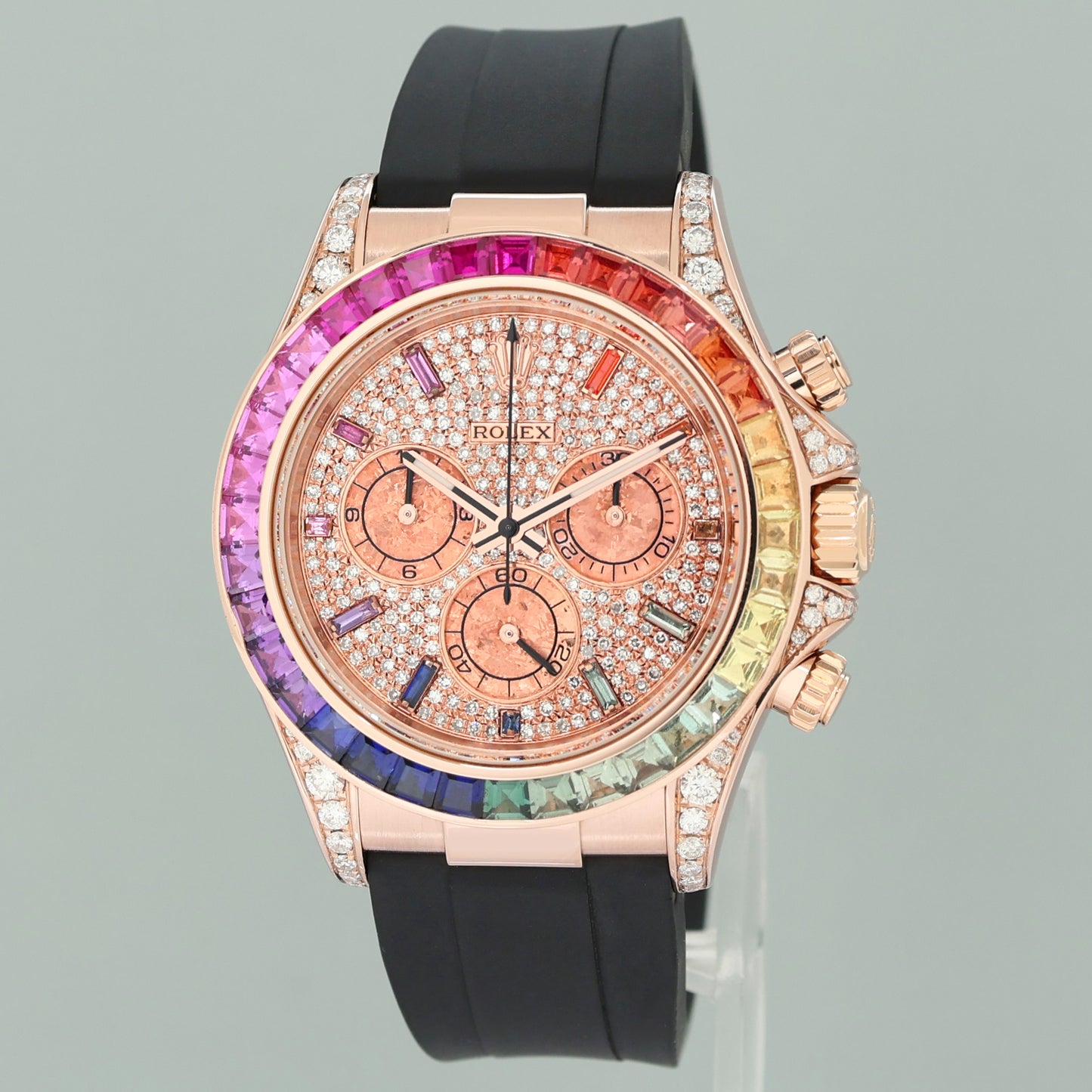 MINT Rolex 116515LN RAINBOW Daytona Rose Gold Pave Diamond Sapphire Watch Box