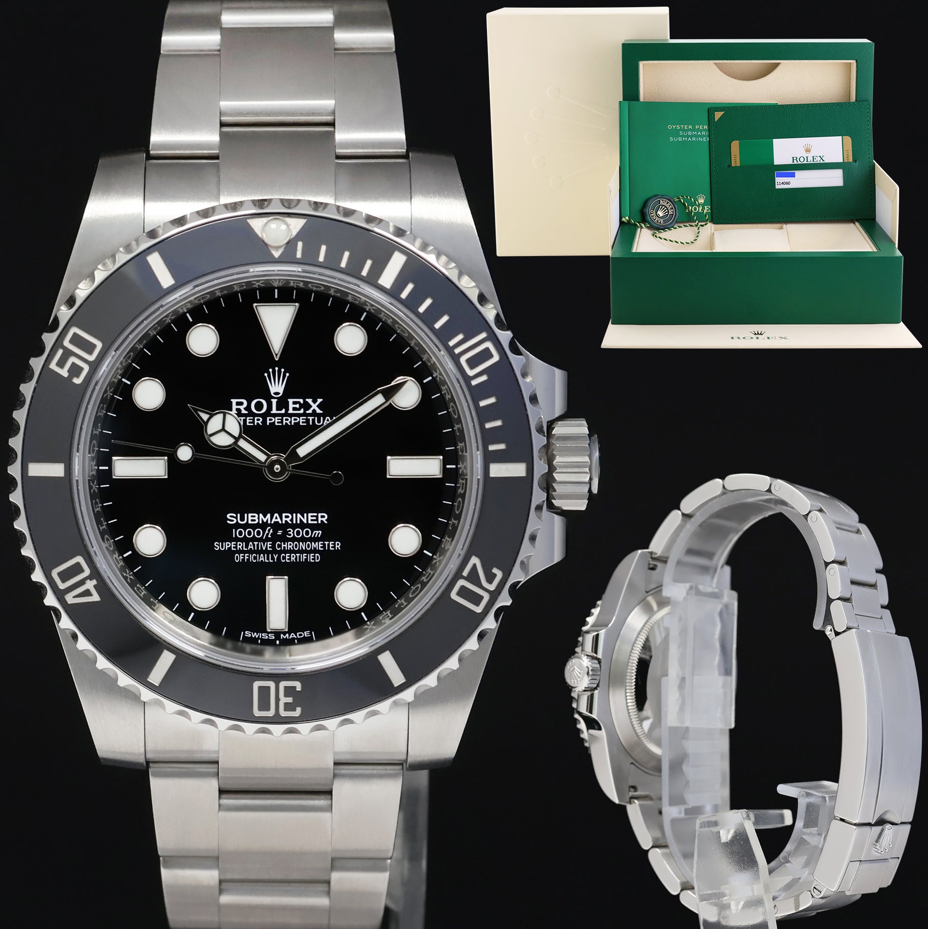 MINT 2018 PAPERS Rolex Submariner No Date 114060 Steel Black Ceramic Watch Box