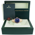 MINT 2005 Rolex 16618 Submariner Yellow Gold Sunburst Blue 40mm No Hole Case Watch