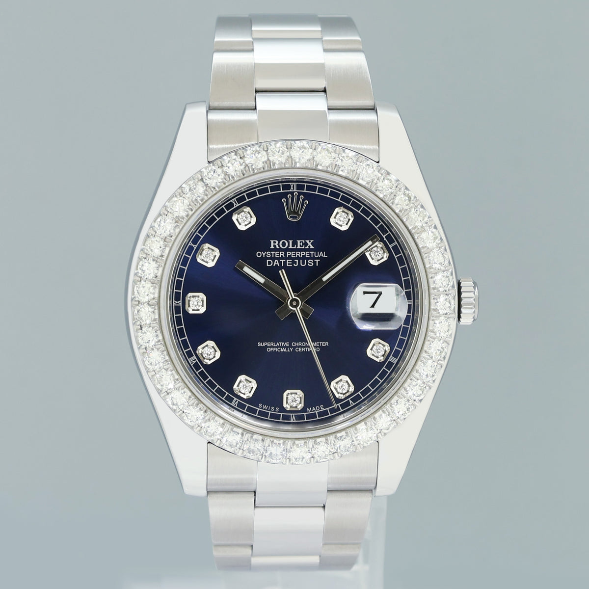 2013 MINT Rolex DateJust II Blue Diamond Bezel 116334 Watch Box