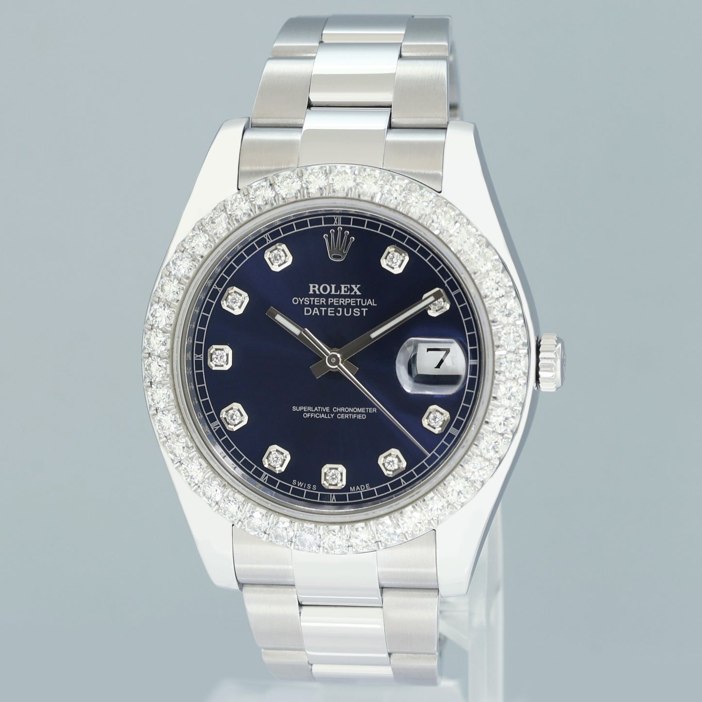 2013 MINT Rolex DateJust II Blue Diamond Bezel 116334 Watch Box