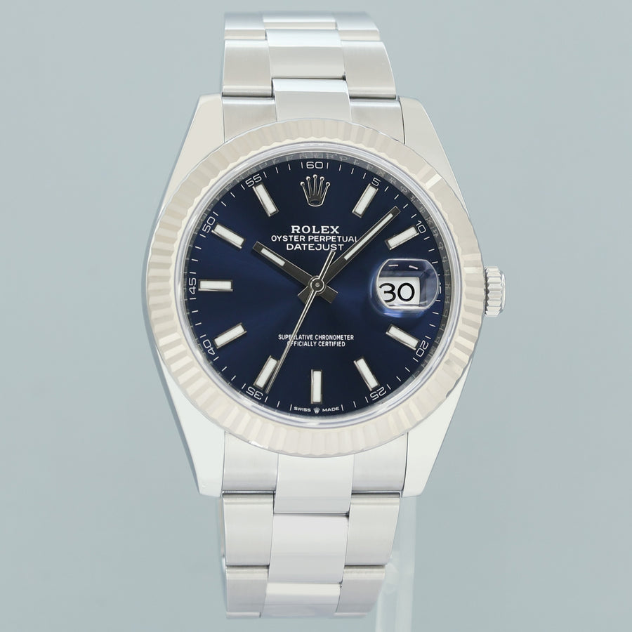 PAPERS MINT Rolex 126334 DateJust 41 41mm Blue Stick Jubilee Oyster Watch Box