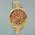 MINT Rolex GMT-Master II 16713 Two-Tone Yellow Gold and Steel Rootbeer Jubilee Watch