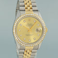 DIAMOND BEZEL Rolex DateJust 16233 Two-Tone Yellow Gold Champagne Jubilee Watch