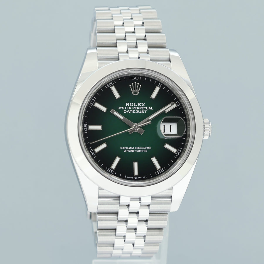 2026 NEW PAPERS Rolex DateJust 41 Steel 126300 Green Ombre Jubilee 41mm Watch Box
