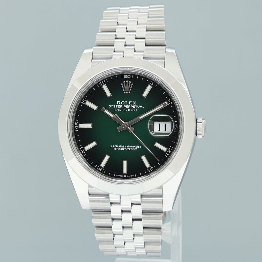 2026 NEW PAPERS Rolex DateJust 41 Steel 126300 Green Ombre Jubilee 41mm Watch Box