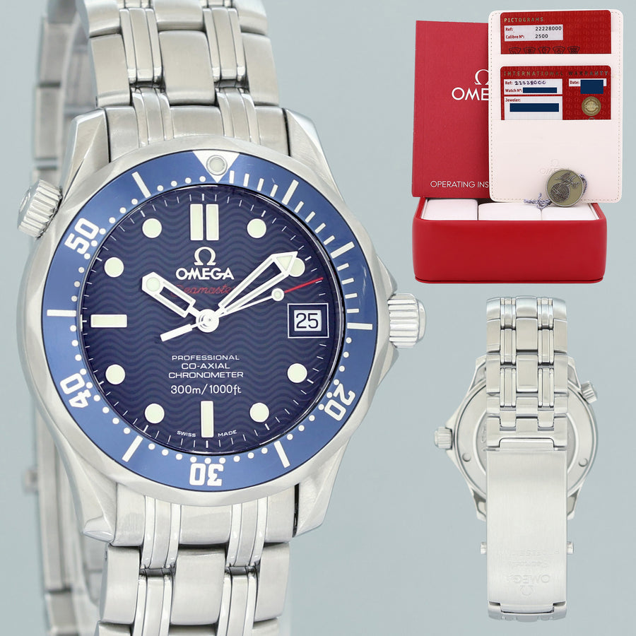 PAPERS MINT Omega Seamaster Diver 300M 2222.80.00 36mm Blue Dial Steel Watch