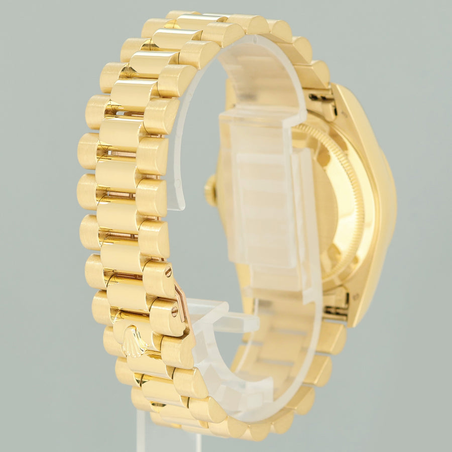 PAPERS MINT Rolex 18238 President Day Date Blue Diamond Double Quick Yellow Gold Watch