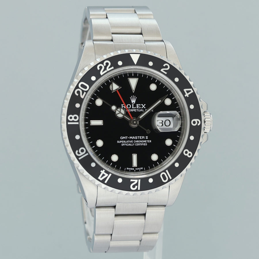 PAPERS 1997 MINT Rolex 16710 GMT-Master II Black Steel 40mm Watch Box