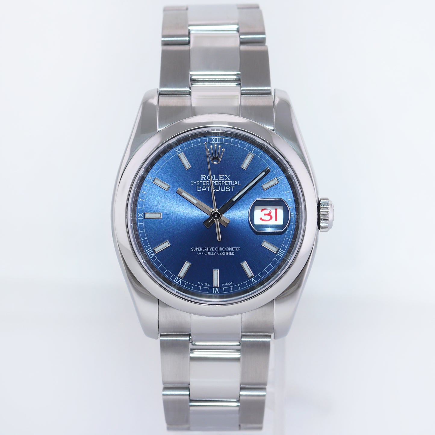 2016 MINT Rolex DateJust 36 116200 Blue Stick Oyster Steel 36mm Watch Box