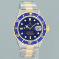 PAPERS 2025 RSC Rolex 16613LB Submariner Gold Steel Two Tone Gold Sunburst Blue Watch