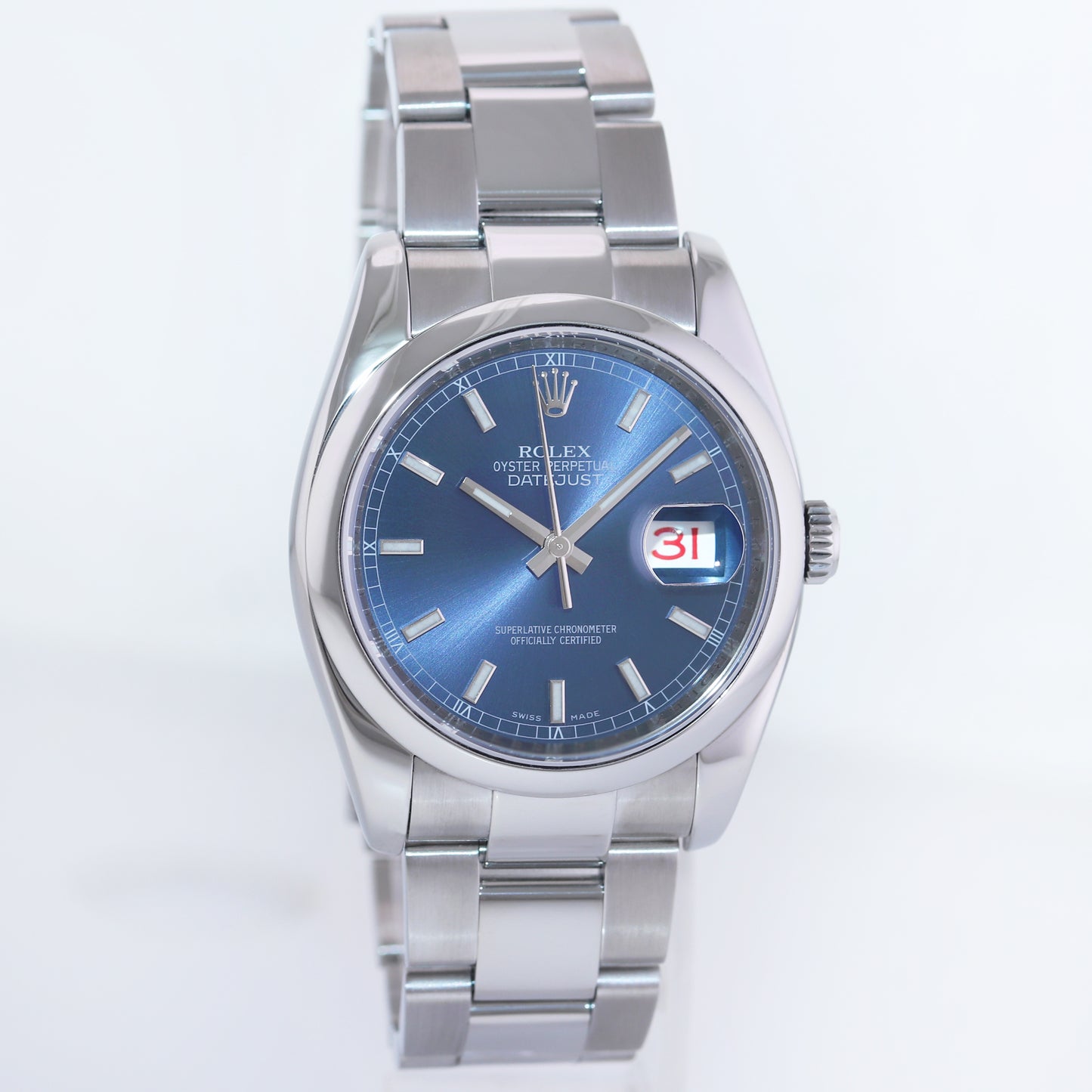 2016 MINT Rolex DateJust 36 116200 Blue Stick Oyster Steel 36mm Watch Box