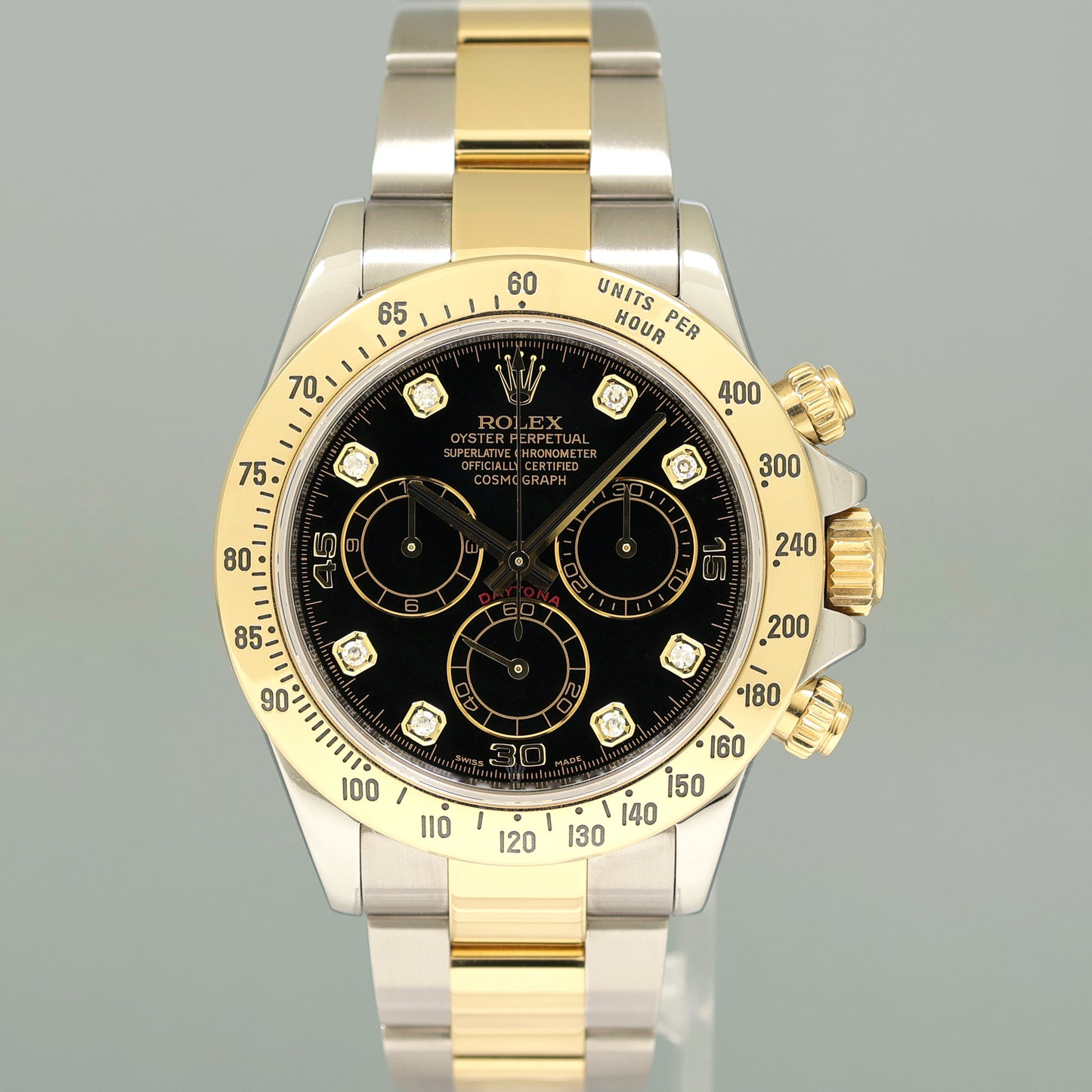 2014 MINT Rolex Daytona 116523 Black Diamond Steel Yellow Gold Two Tone Watch Box