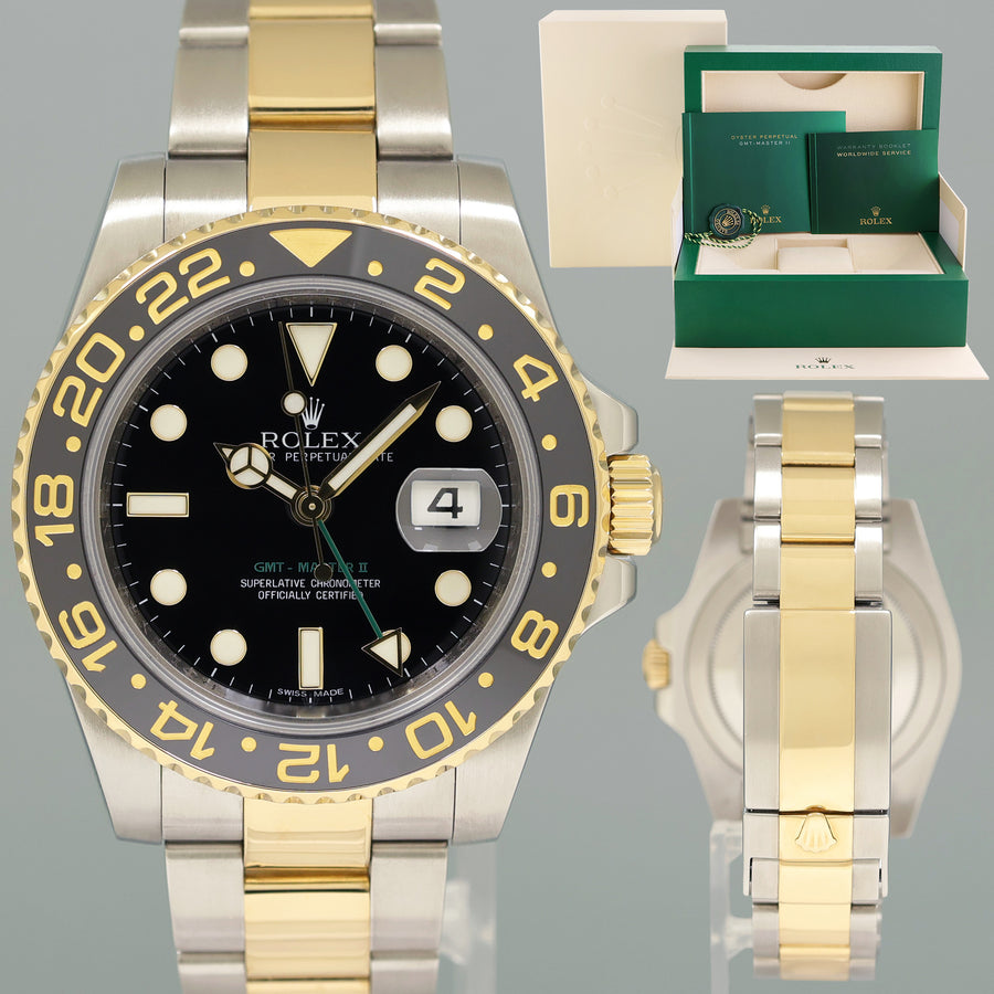 2017 MINT Rolex GMT-Master II 2 Ceramic 116713 Black Two Tone Steel Gold Watch Box