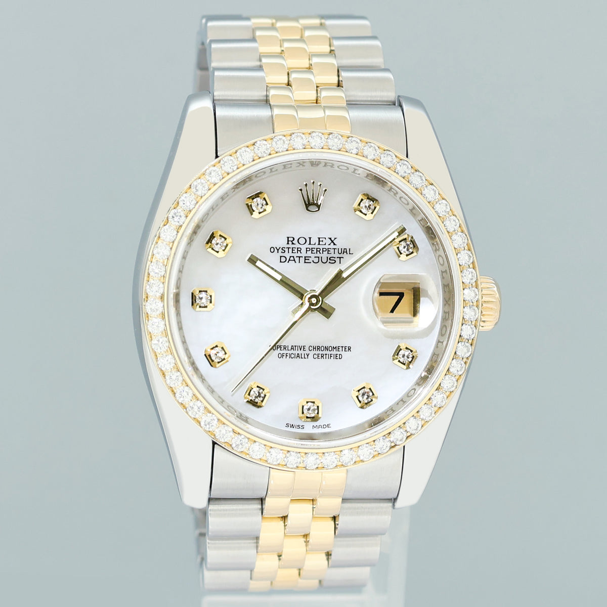 DIAMONDS MINT Rolex DateJust Jubilee Two Tone Gold 36mm 116233 White Diamond Watch
