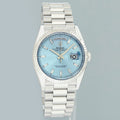 2026 NEW PAPERS Rolex Platinum President Day Date Glacier Blue Diamond 128236 Watch