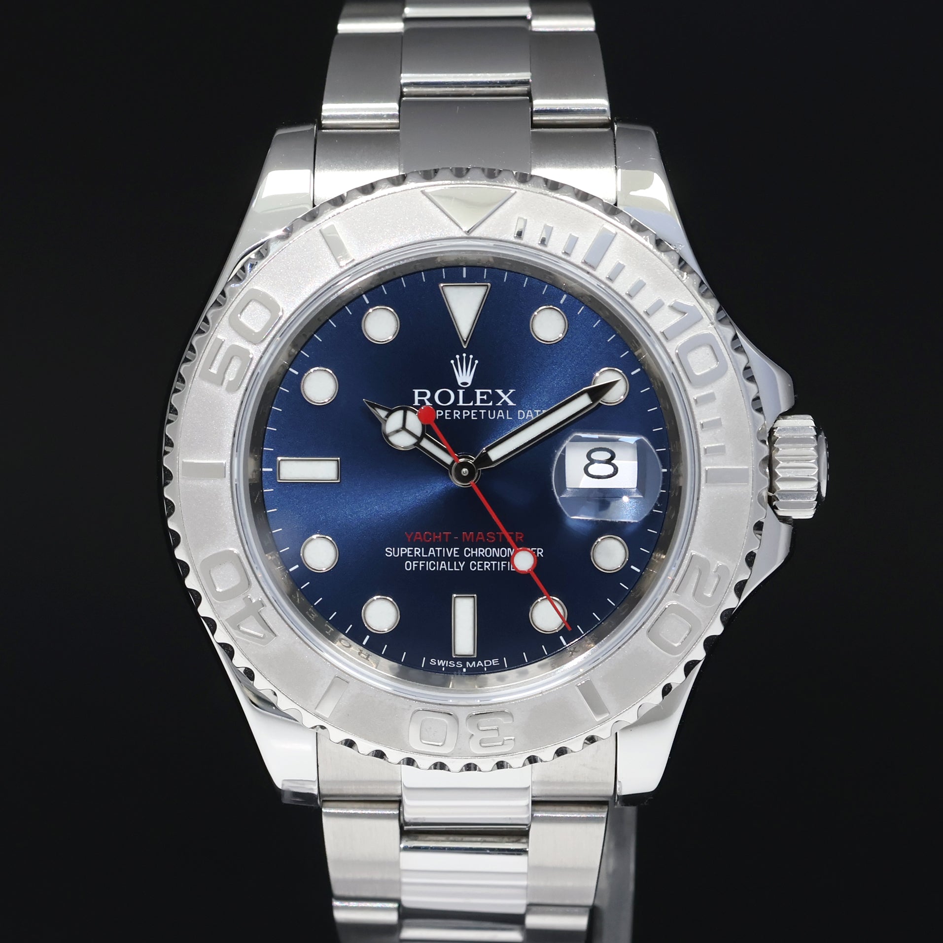 2017 MINT Rolex Yacht-Master 116622 Steel Platinum Blue Dial 40mm Watch Box