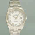 PAPERS MINT Rolex DateJust 126334 White Roman Oyster White Gold Fluted 41mm Watch