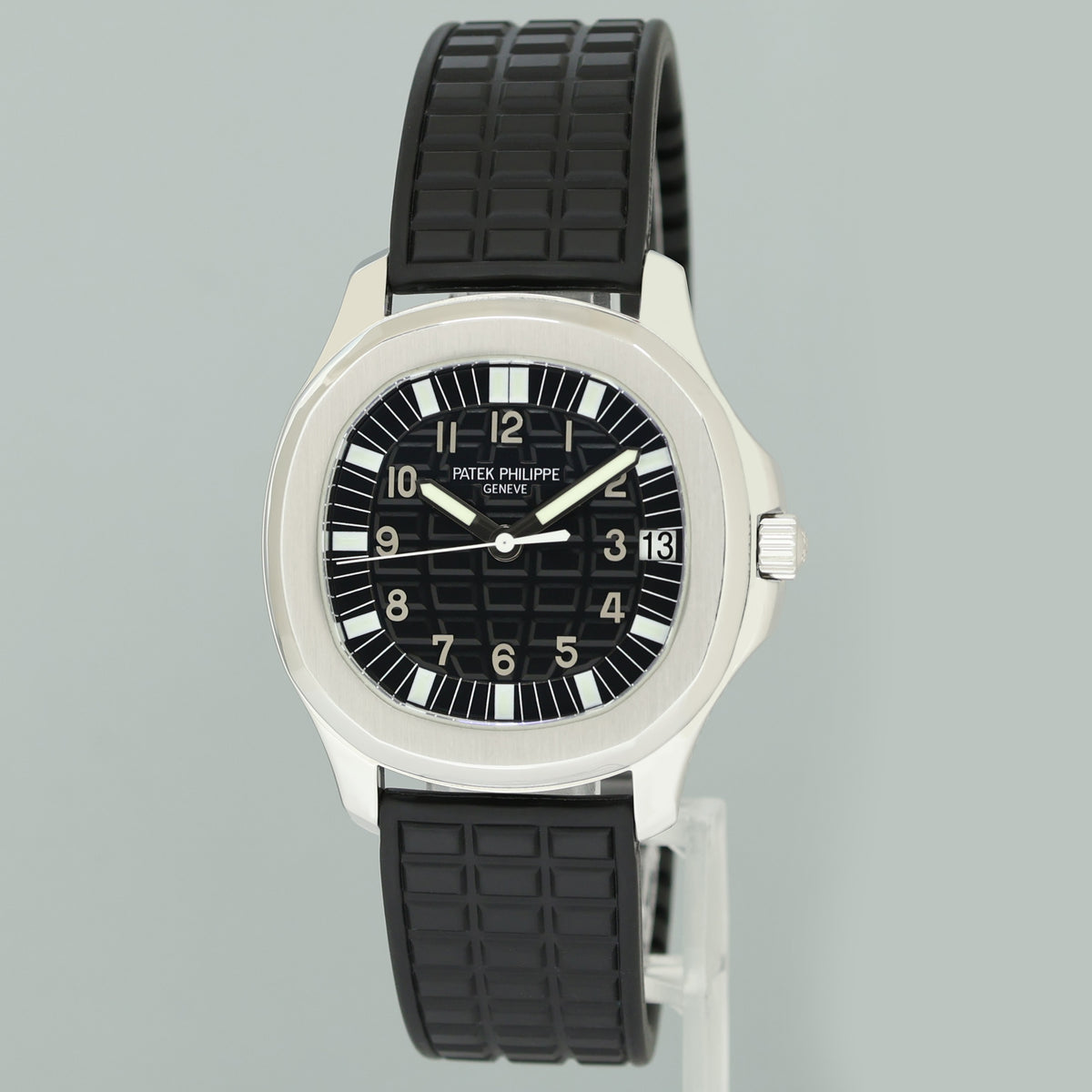 2006 PAPERS Patek Philippe Steel Aquanaut Black Rubber JUMBO 5065a-001 38mm Watch