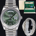 2021 MINT Papers Rolex Day Date 40 White Gold President GREEN OLIVE 228239 Watch