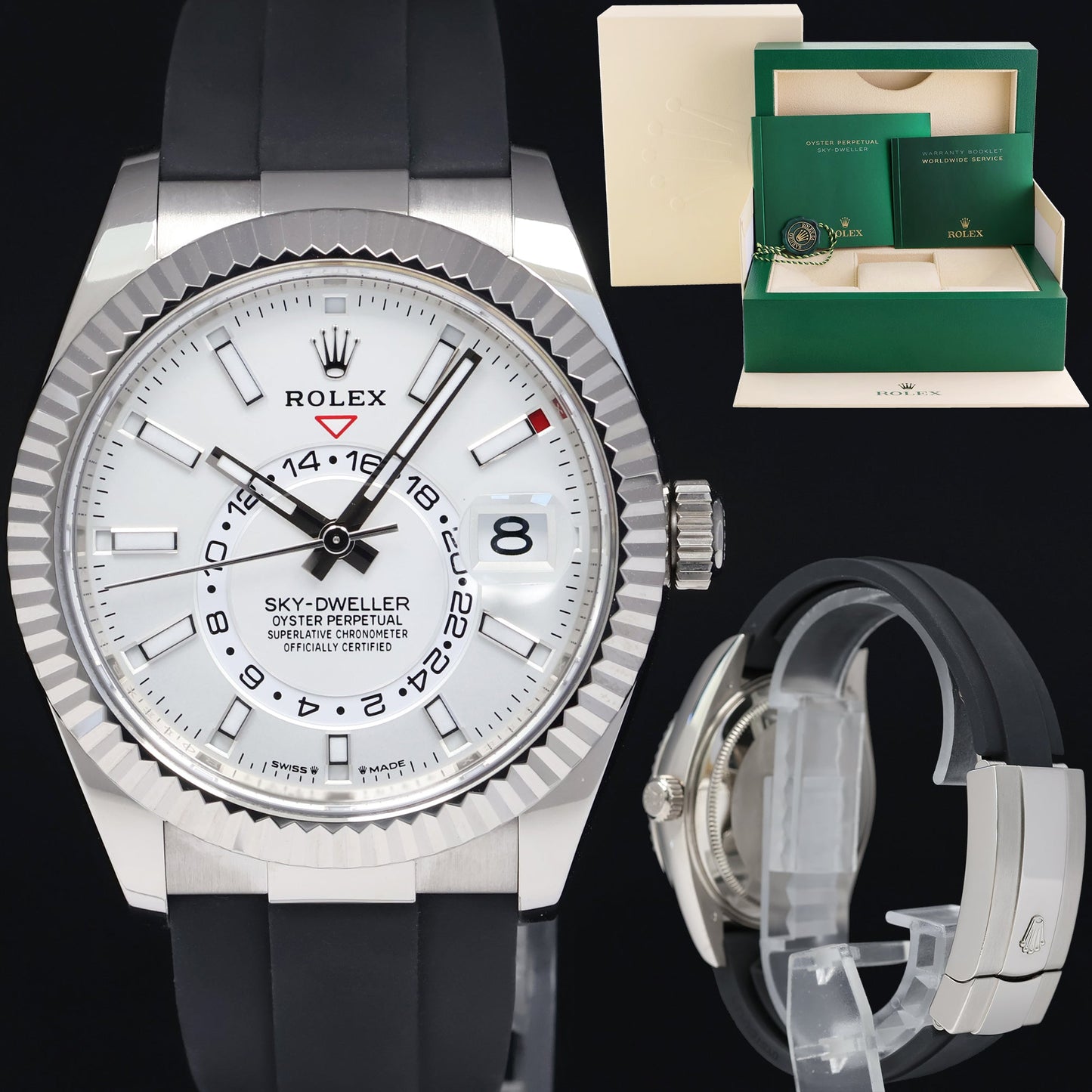 2023 Mint Rolex White Sky-Dweller White Gold Oysterflex 336239 Watch Box