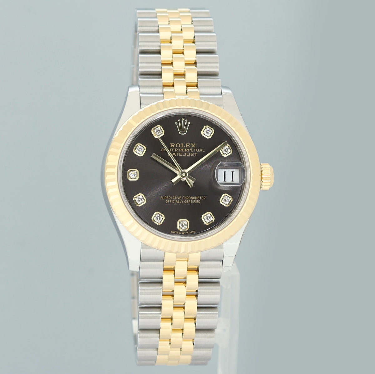 NEW 2026 PAPERS Ladies Rolex DateJust 31mm Grey Diamond Jubilee Gold 278273 Watch