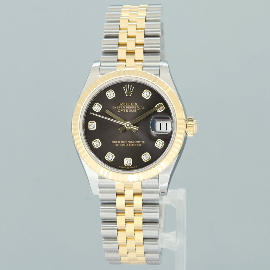 NEW 2026 PAPERS Ladies Rolex DateJust 31mm Grey Diamond Jubilee Gold 278273 Watch