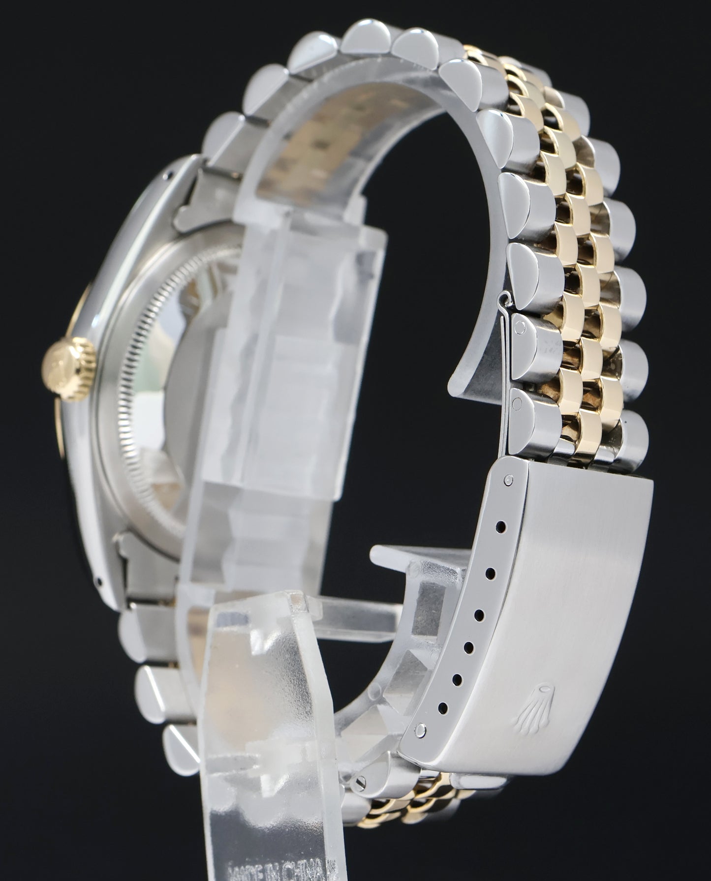 MINT Rolex DateJust 16233 Two Tone Yellow Gold Jubilee Black Stick Watch Box