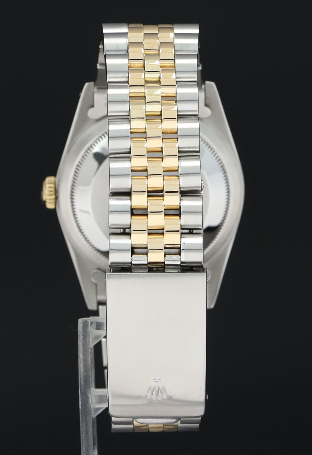 MINT Rolex DateJust 16233 Two Tone Yellow Gold Jubilee Black Stick Watch Box