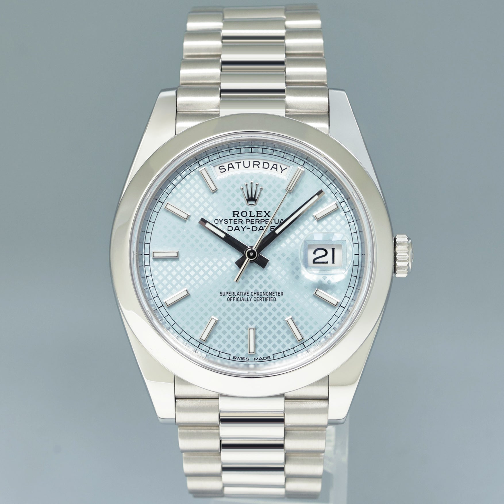 MINT PAPERS Rolex Platinum President Day Date 40 Blue Motif 228206 Watch Box