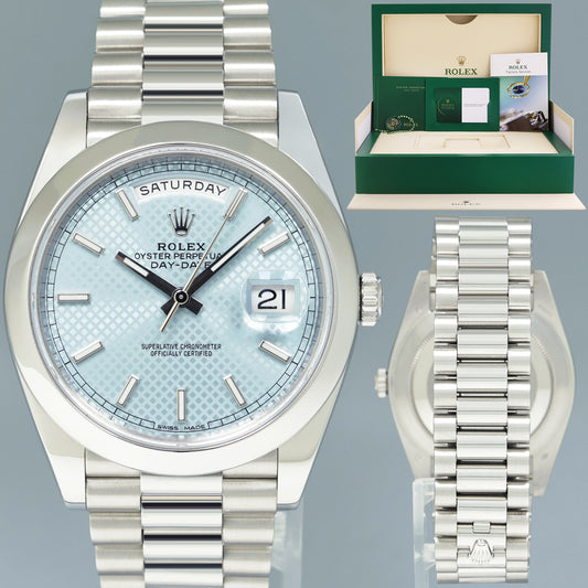 MINT PAPERS Rolex Platinum President Day Date 40 Blue Motif 228206 Watch Box