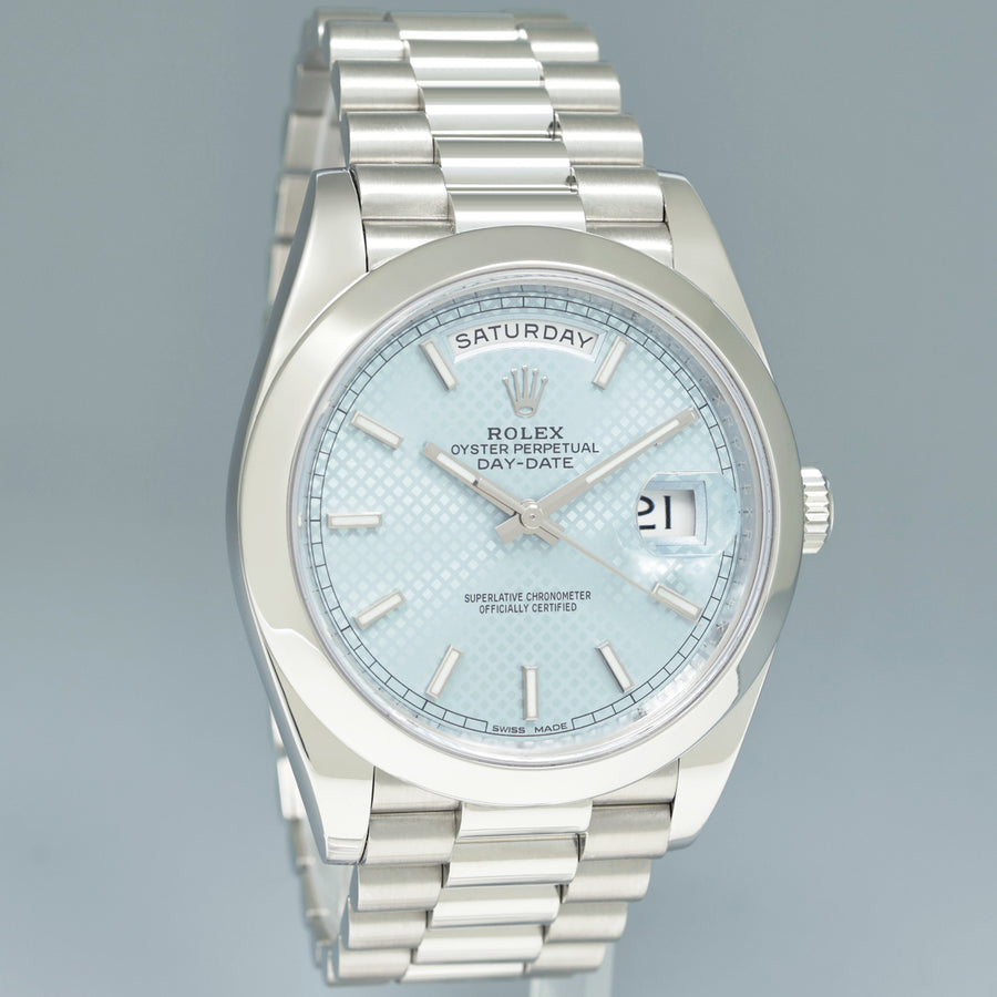 MINT PAPERS Rolex Platinum President Day Date 40 Blue Motif 228206 Watch Box
