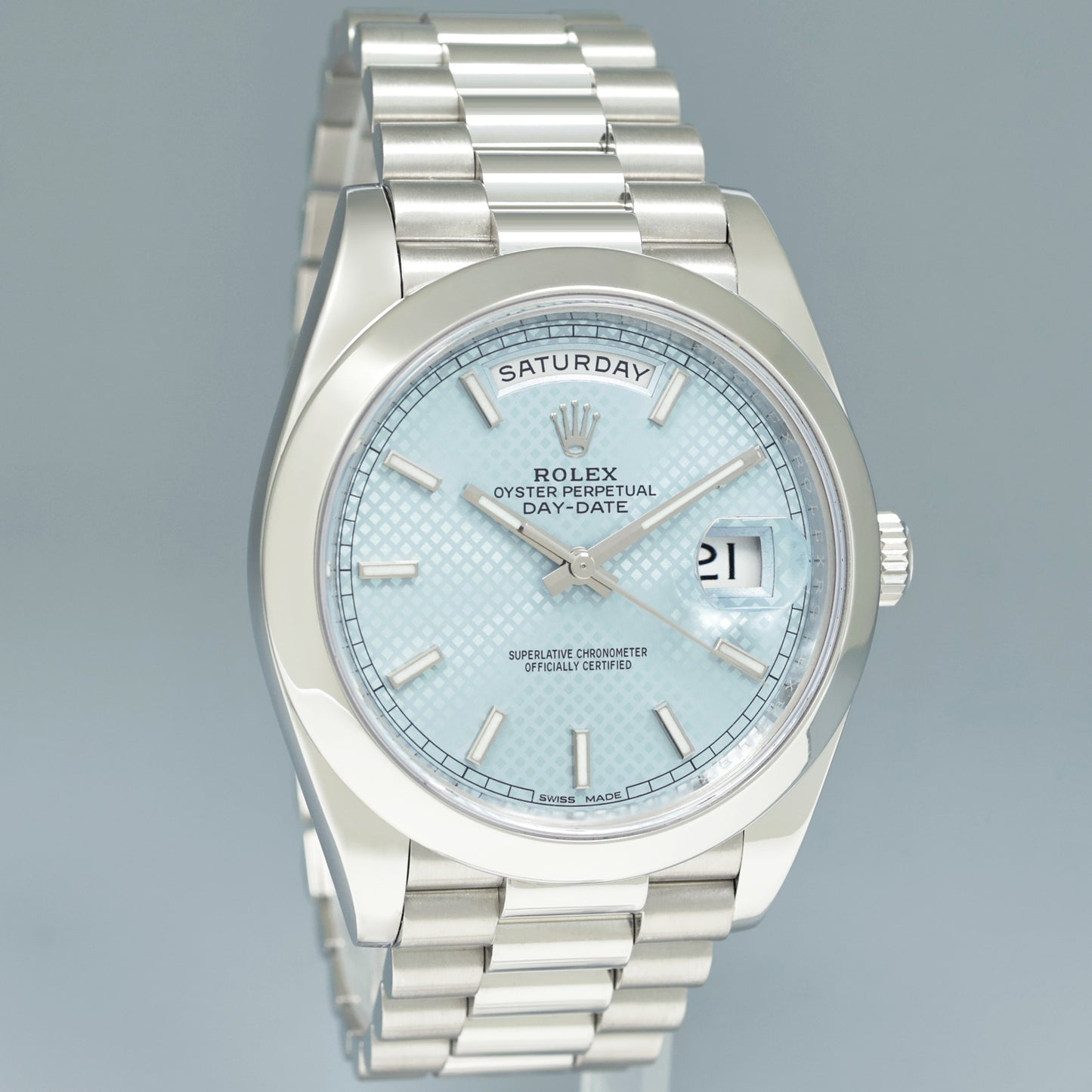 2022 MINT PAPERS Rolex Platinum President Day Date 40 Blue Motif 228206 Watch Box