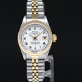 MINT Ladies Rolex 26mm 69173 DateJust White Roman Two Tone Yellow Gold Jubilee Watch