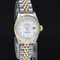 MINT Ladies Rolex 26mm 69173 DateJust White Roman Two Tone Yellow Gold Jubilee Watch