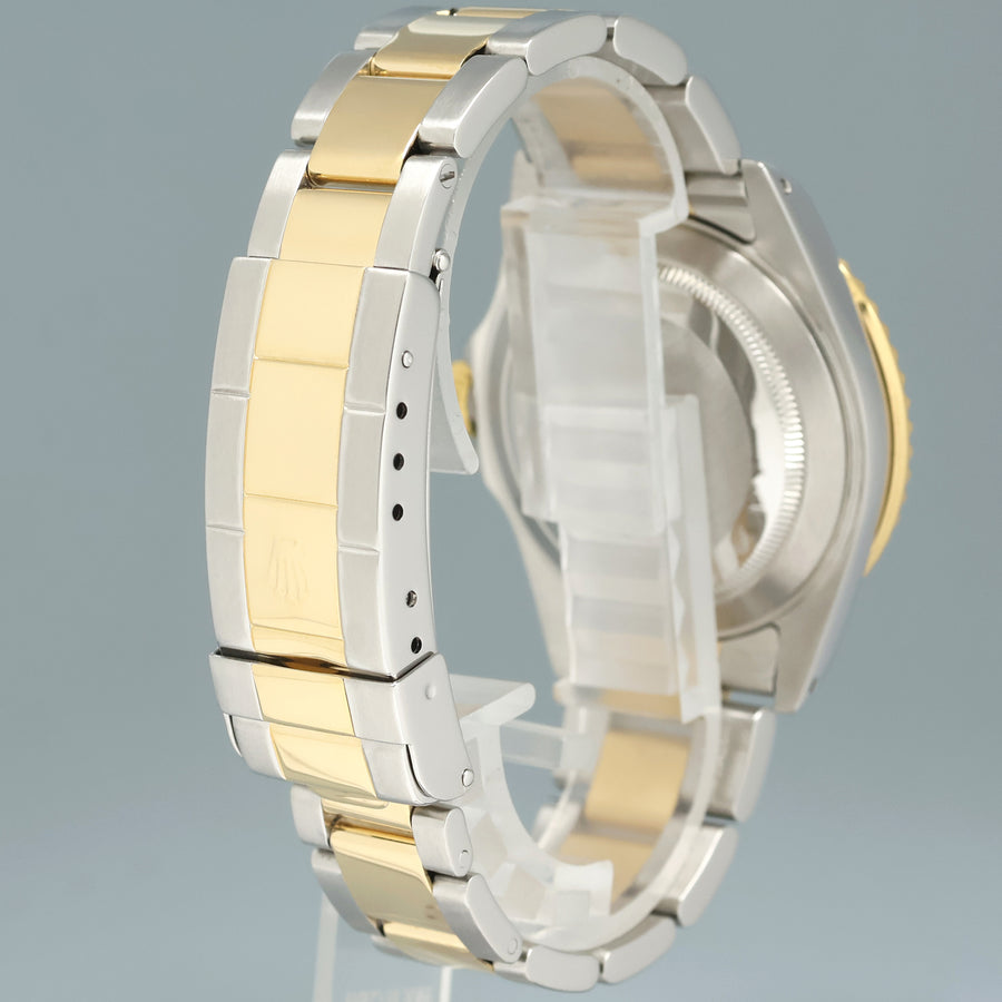 MINT 2001 PAPERS Rolex Submariner 16613 Gold Steel Two Tone Gold Sunburst Blue Watch