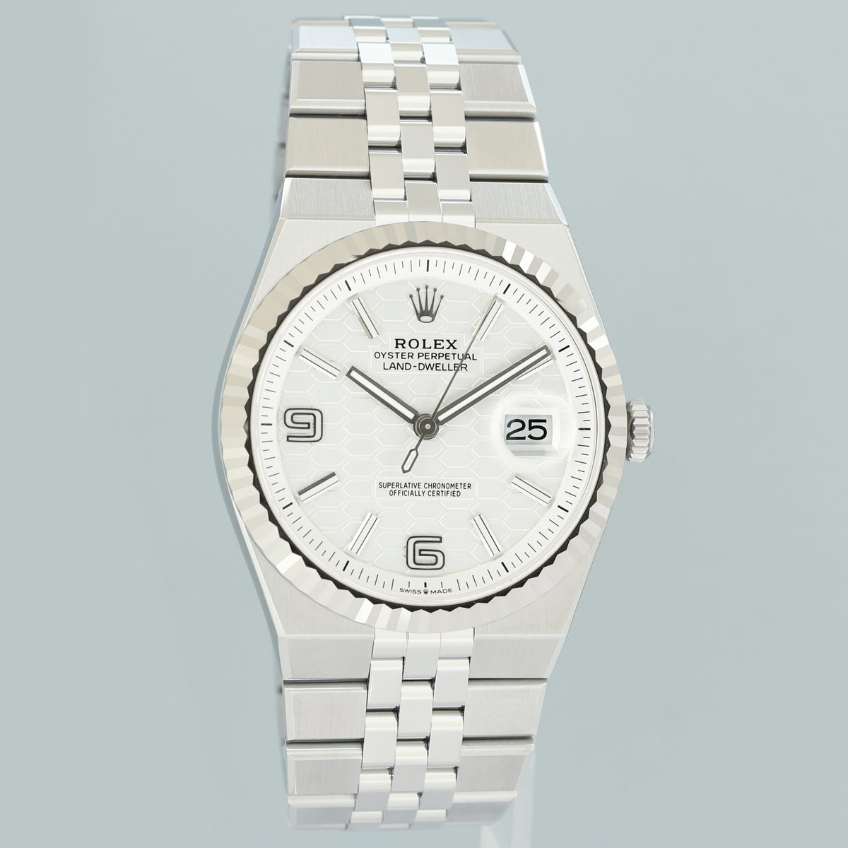 AUG 2026 NEW PAPERS 127334 Rolex Land-Dweller Jubilee 40mm White Gold Fluted Watch