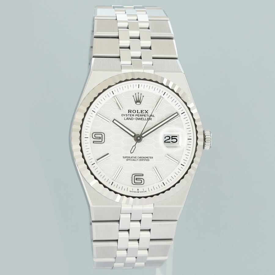 AUG 2026 NEW PAPERS 127334 Rolex Land-Dweller Jubilee 40mm White Gold Fluted Watch