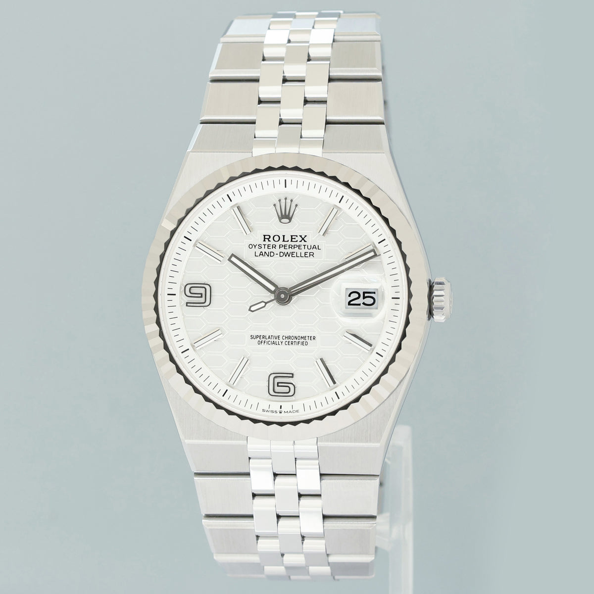AUG 2026 NEW PAPERS 127334 Rolex Land-Dweller Jubilee 40mm White Gold Fluted Watch
