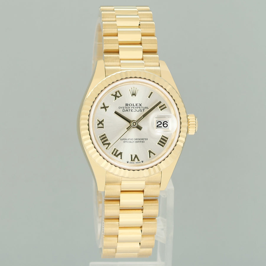 2026 NEW PAPERS Ladies Rolex DateJust 279178 Silver Roman 28mm Yellow Watch Box