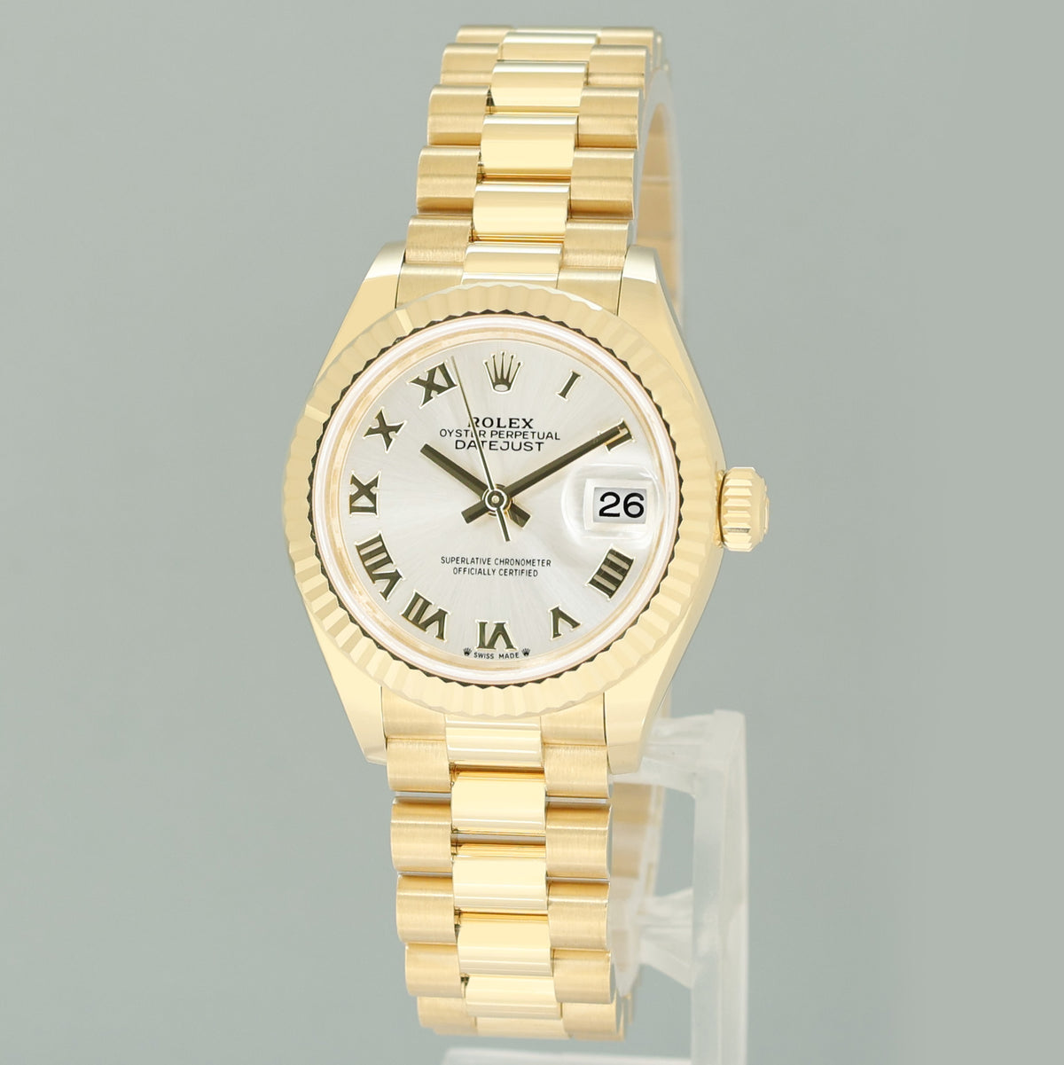 2026 NEW PAPERS Ladies Rolex DateJust 279178 Silver Roman 28mm Yellow Watch Box