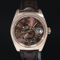 Mint 2016 Rolex Sky-Dweller Rose Gold 326135 42mm Chocolate Leather Watch Box