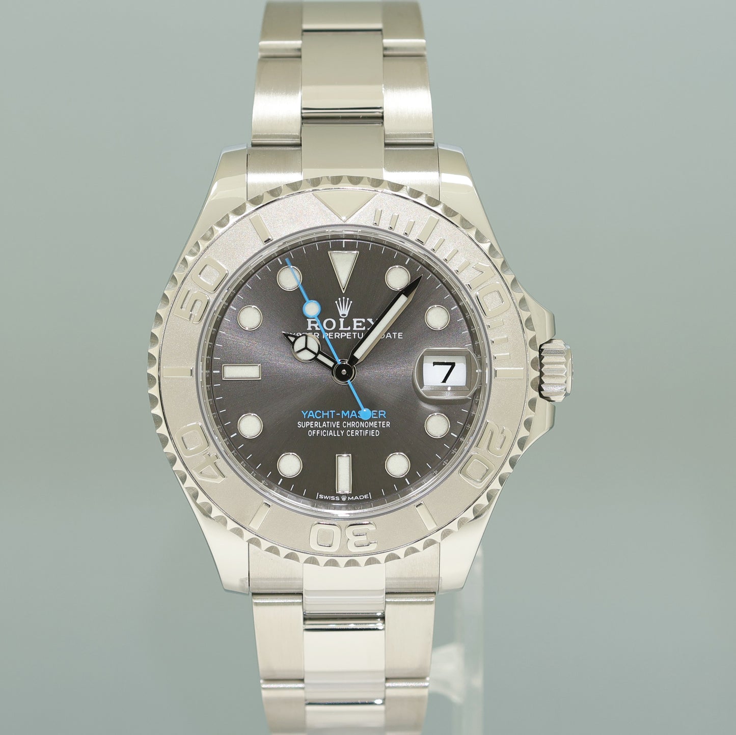 2019 MINT Rolex Yacht-Master 268622 Steel Rhodium 37mm Blue hand Watch Box