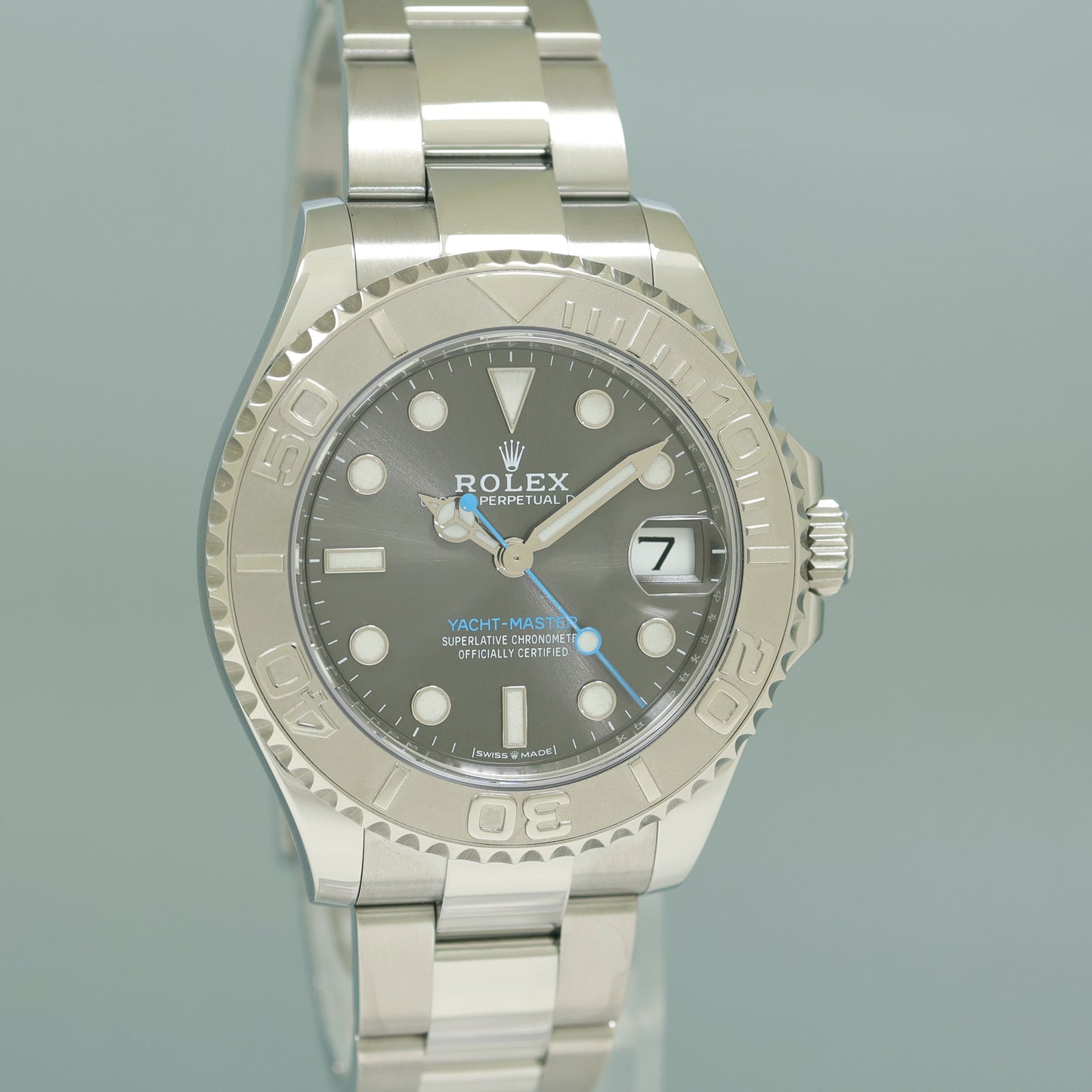 2022 NEW PAPERS Rolex Yacht-Master 268622 Steel Rhodium 37mm Blue hand Watch Box