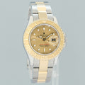 MINT Ladies Rolex Yacht-Master 69623 Two Tone Yellow Gold Champagne 29mm Watch Box