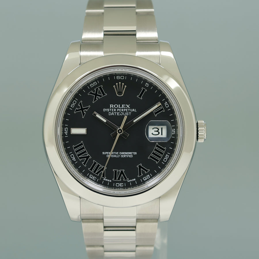 PAPERS MINT 2016 Rolex Datejust II 116300 Black Wimbledon Oyster 41mm Watch Box