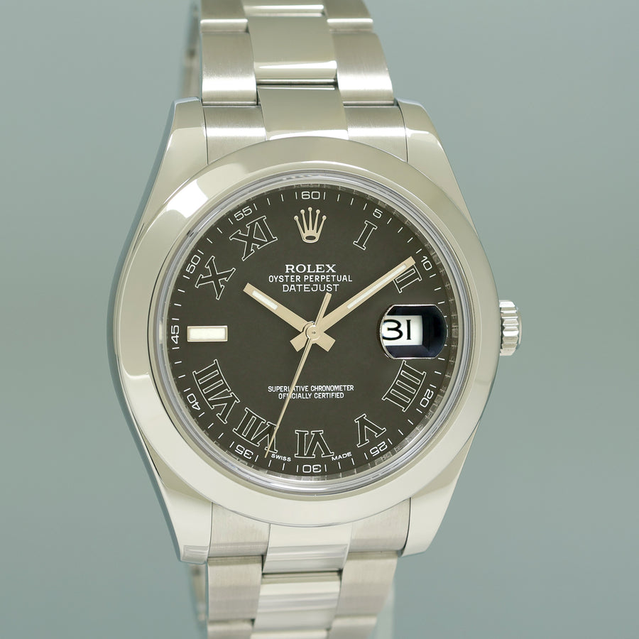 PAPERS MINT 2016 Rolex Datejust II 116300 Black Wimbledon Oyster 41mm Watch Box